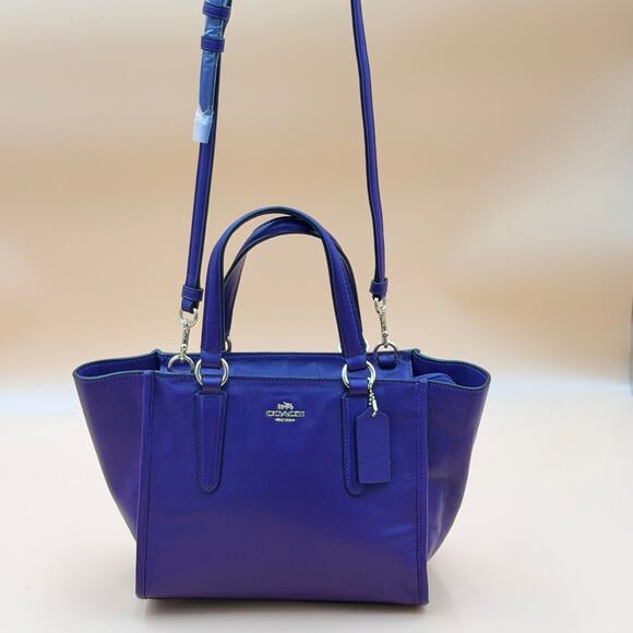 Coach Purple Leather Crosby Mini Carryall Satchel; Elegant Structured Handbag main image 7